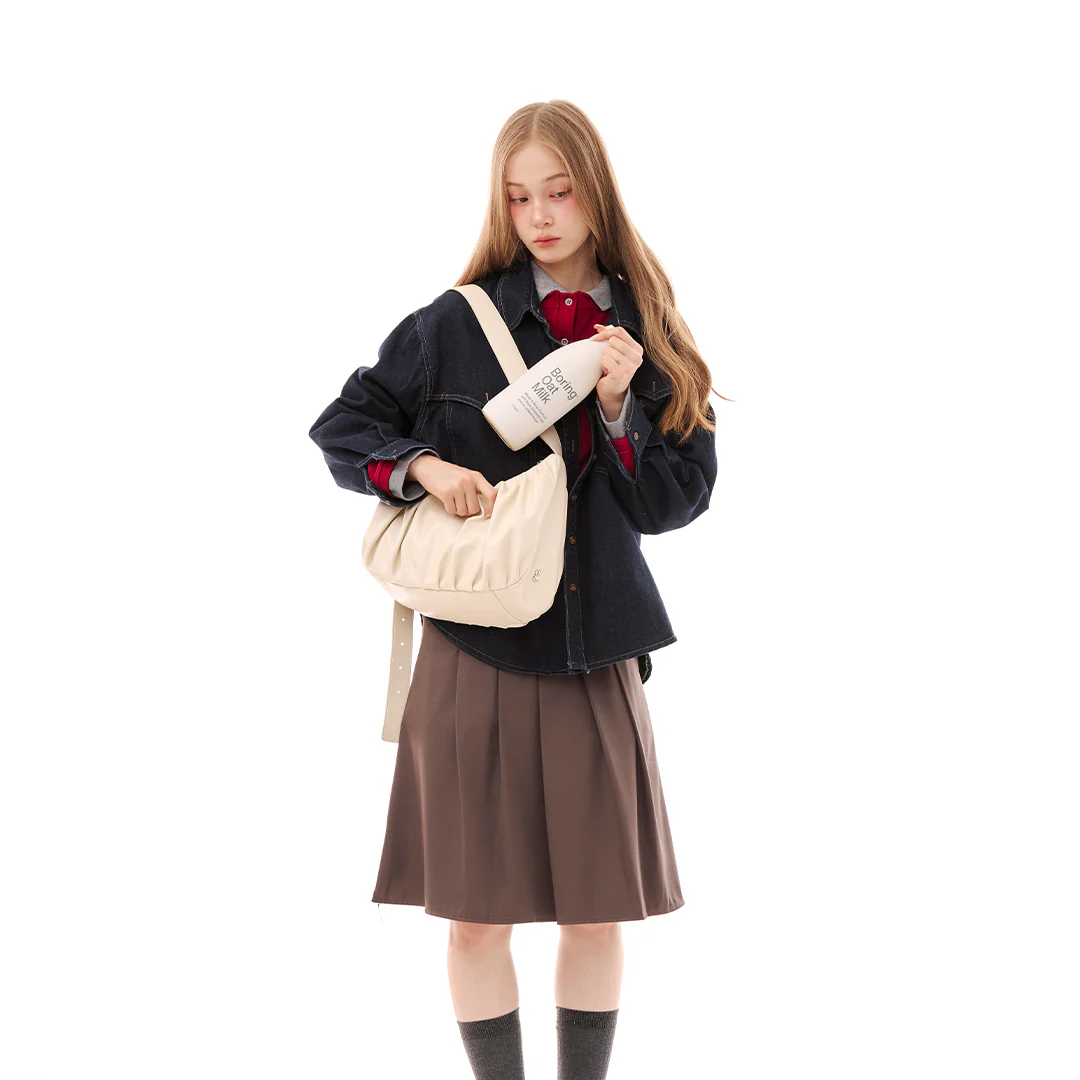 Leather Croissant Sling (Cream) - Image 8