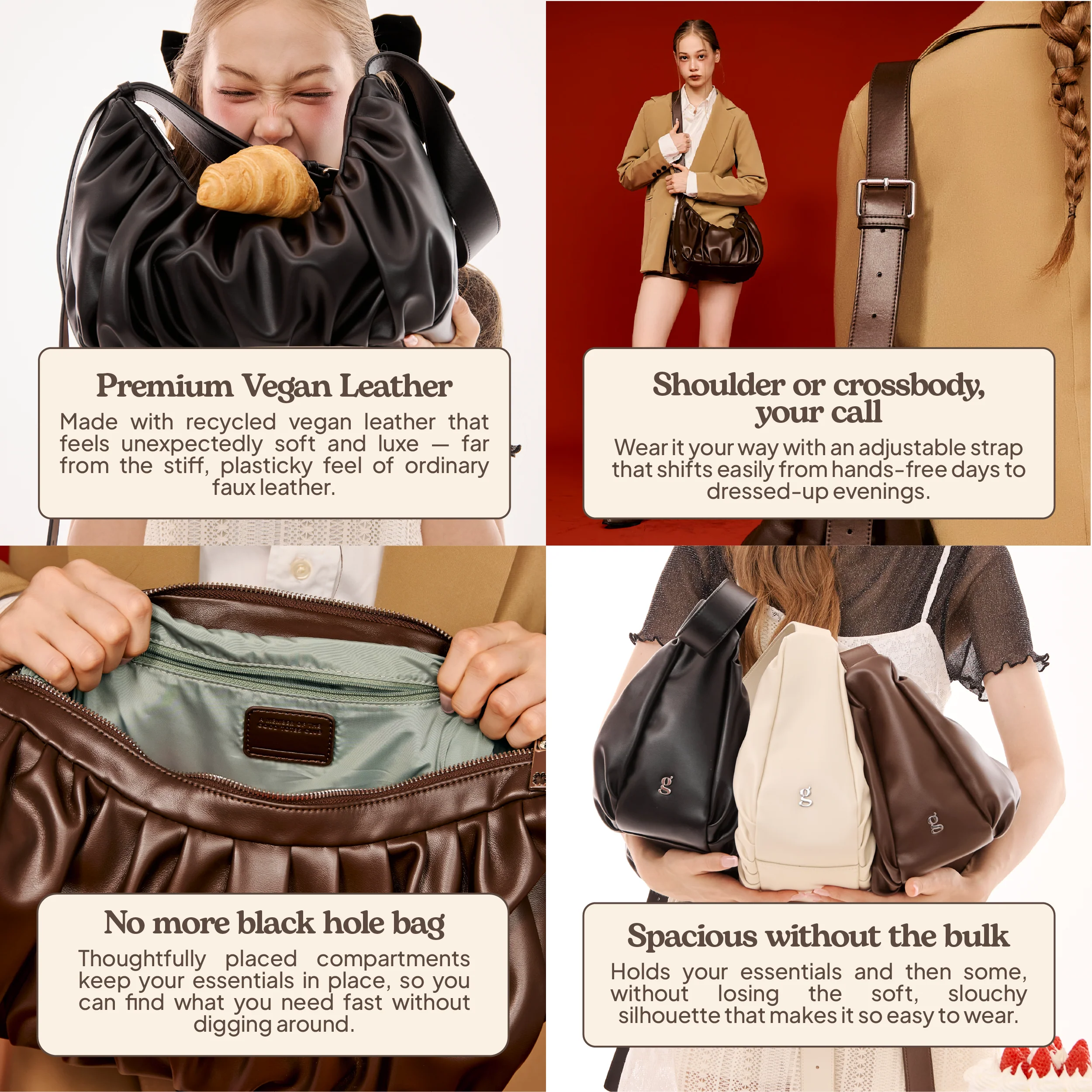 Leather Croissant Sling (Cream) - Image 3